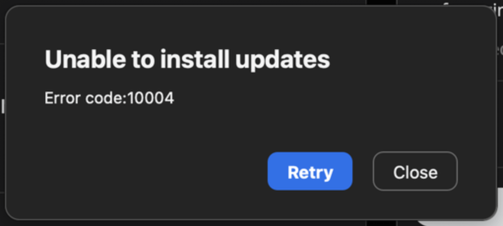 Zoom error code 10004 error screenshot