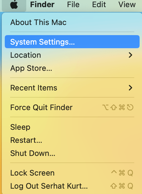 Apple menu > System Settings