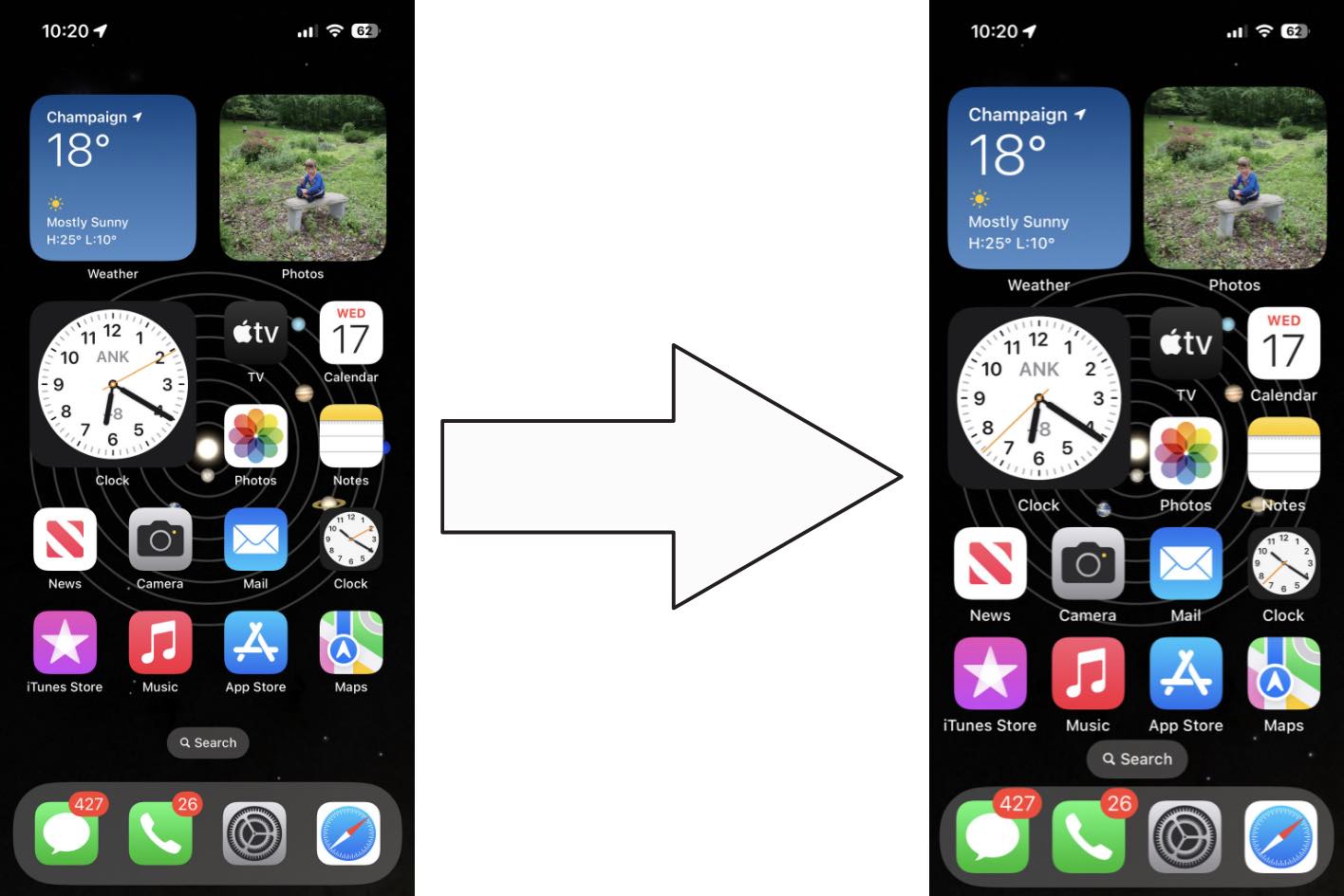 Before and after iPhone screens of what bigger apps will look like