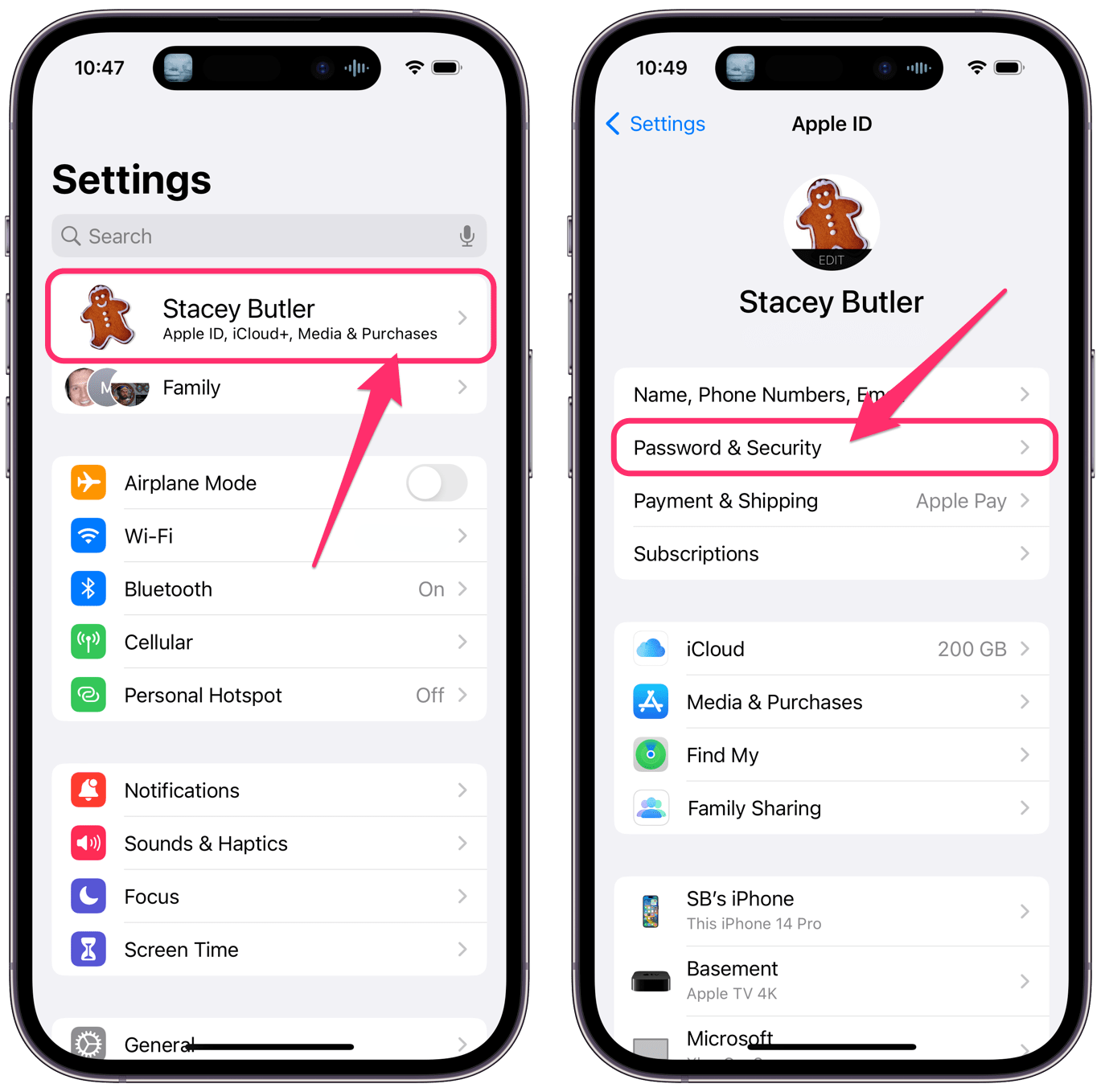 settings Apple ID on iPhone
