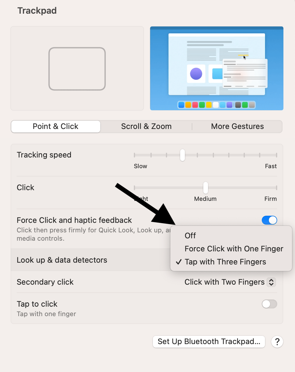 Mac Trackpad settings