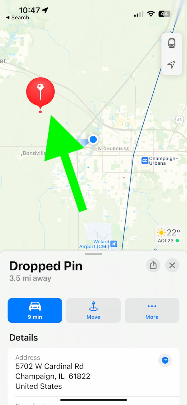 what does drop a pin mean