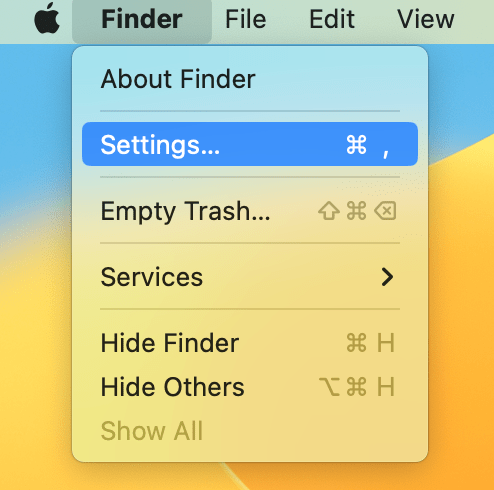 Finder > Settings