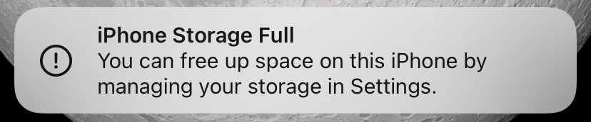 iPhone storage full notification