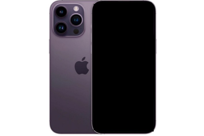 A photo of iPhone 14 showing a black screen