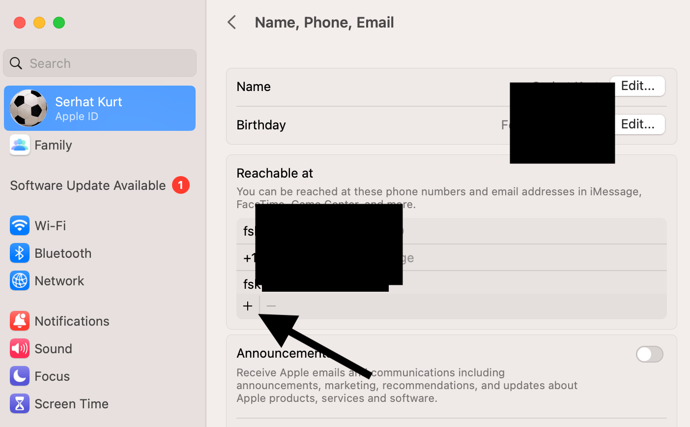 Mac email Add button