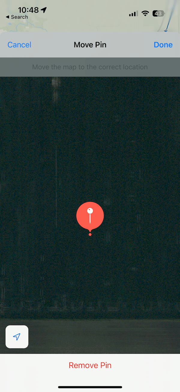 Move a pin in Apple Maps