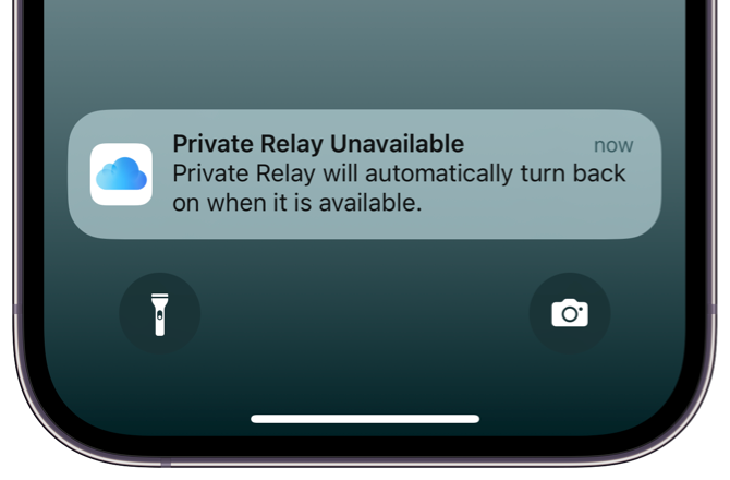 private relay unavailable message on iphone