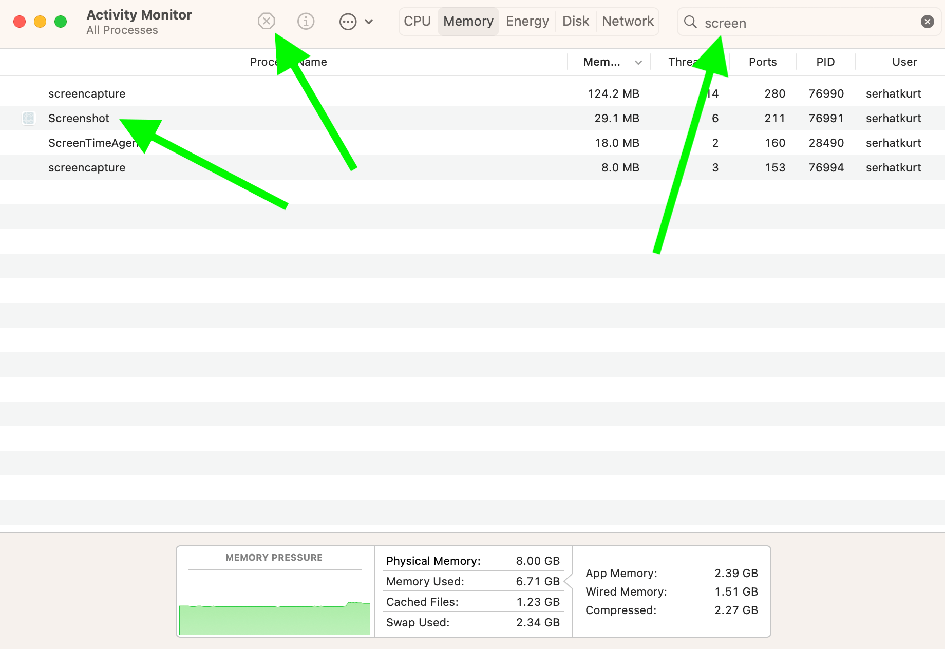 Quit recording in Activity Monitor