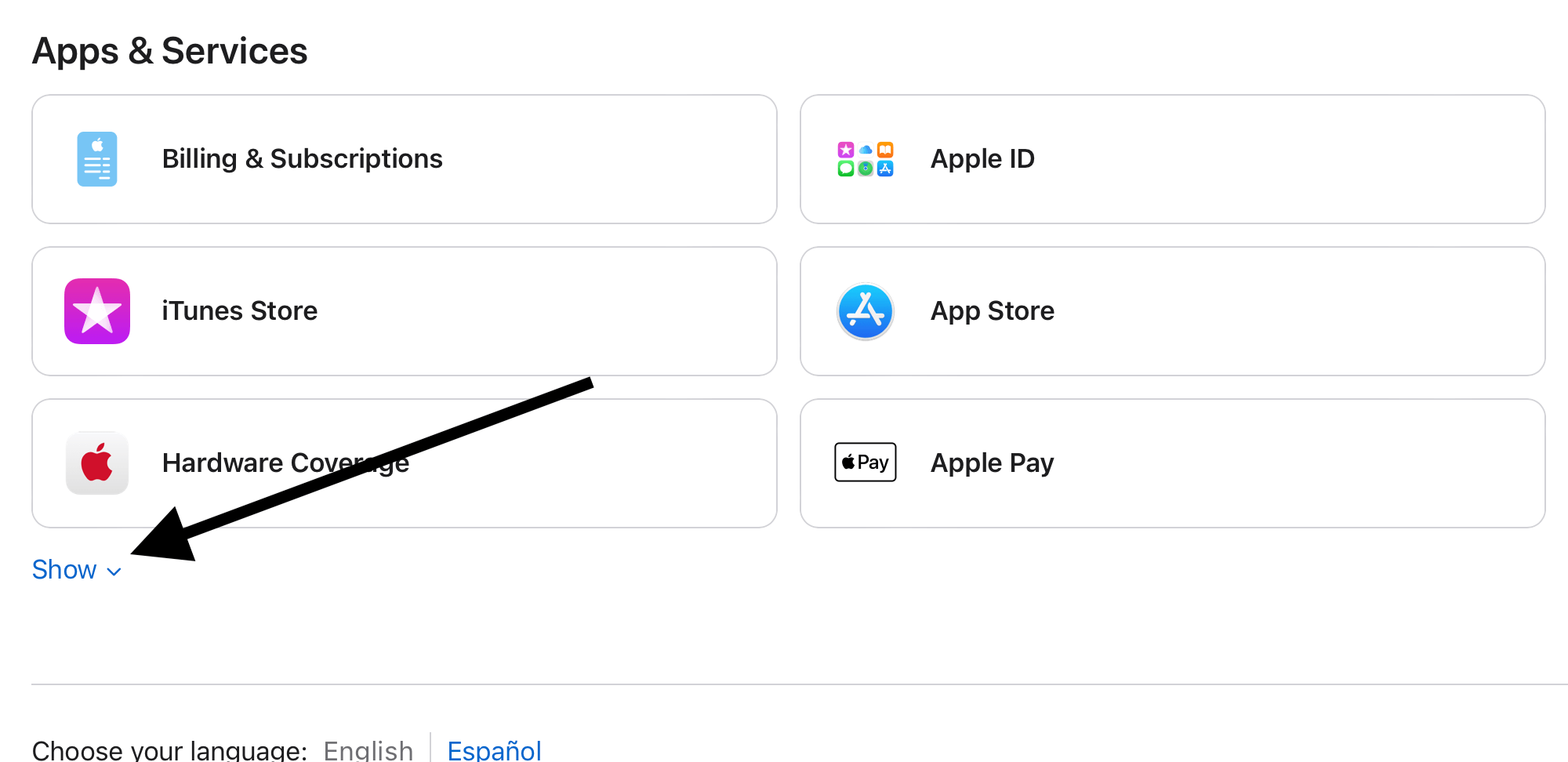 App Savings Show more option on apple.com