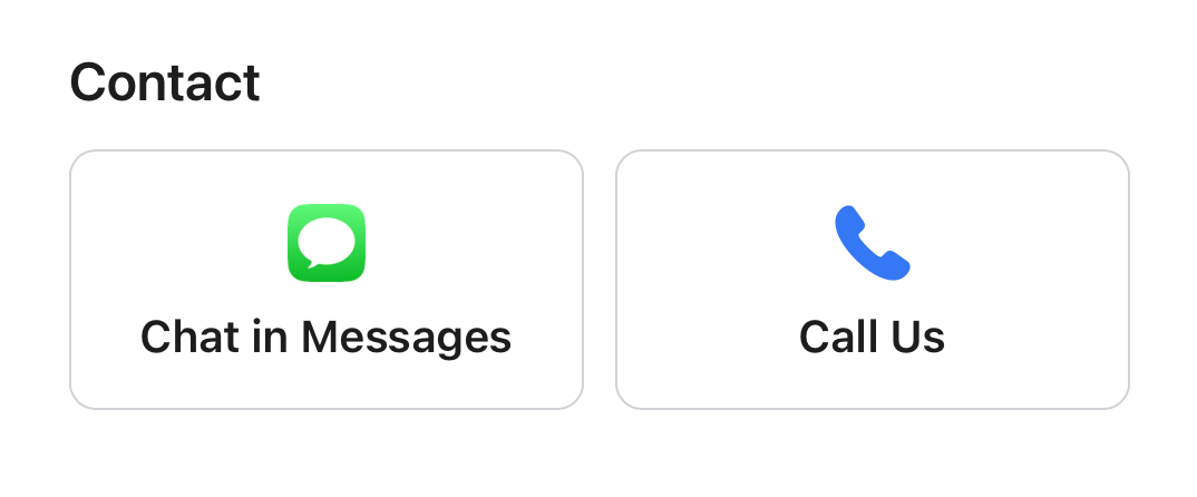 Support options Chat or call to pick one