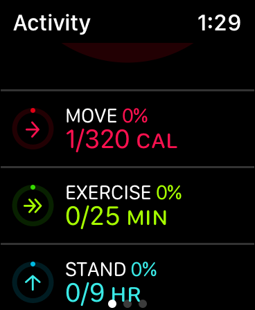 Activity app Calorie screen
