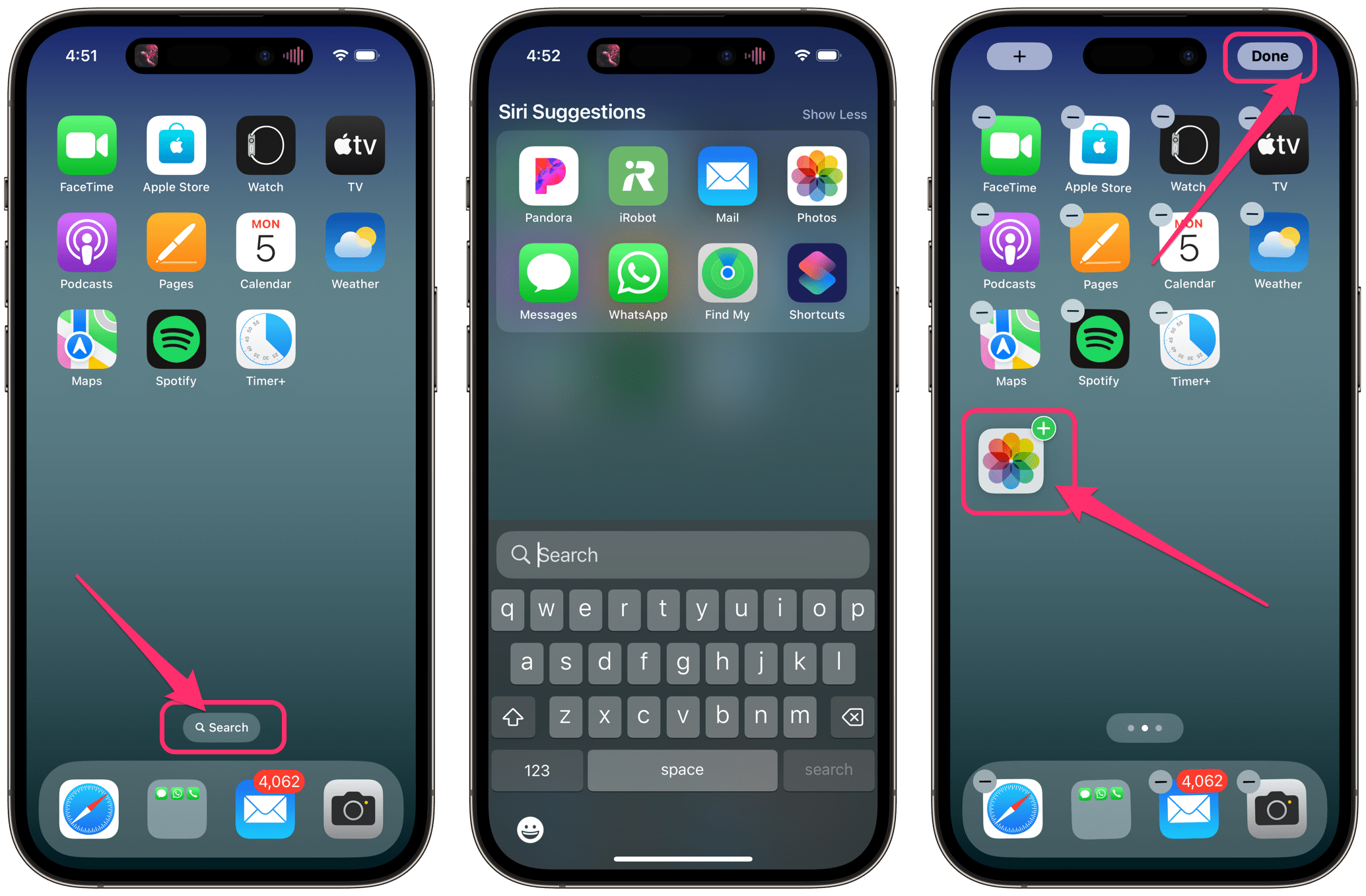 add an app icon to iPhone Home Screen using search