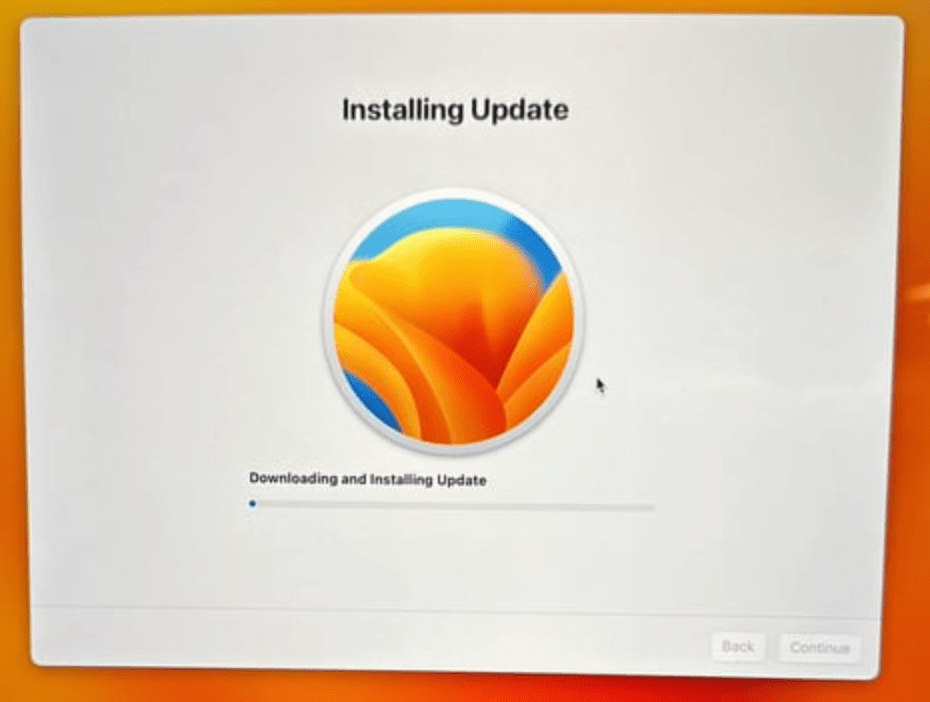 installing update screen on Mac