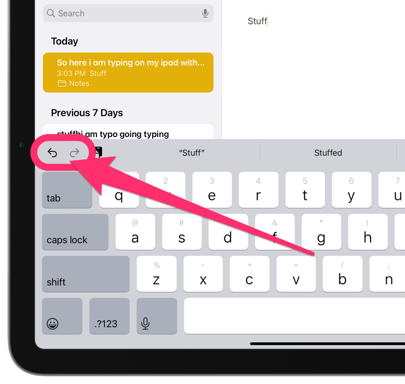 undo and redo arrows on iPad keyboard