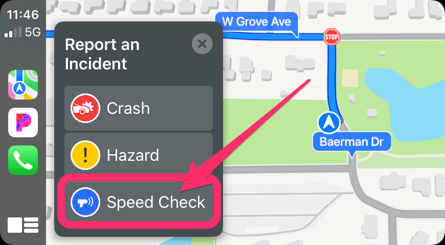 select speed check in CarPlay