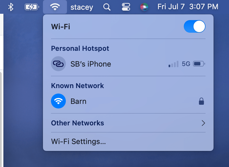 wifi in Mac menu bar
