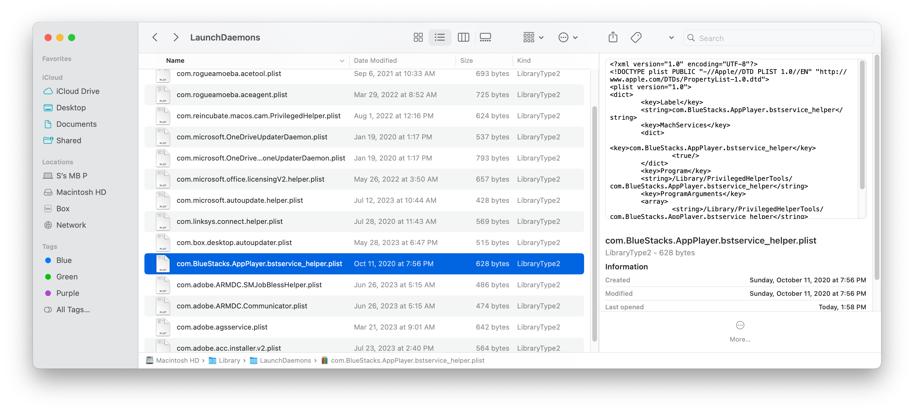 launchdaemons with plist files in finder on Mac