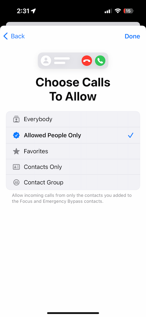 Allowed People Only setting