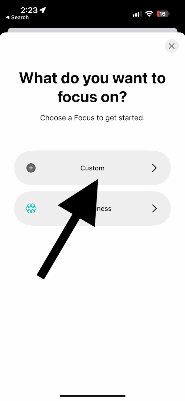 Custom focus setting