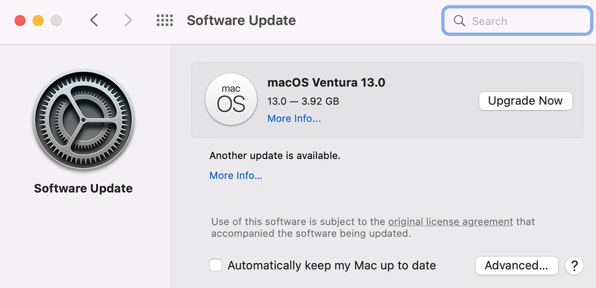 macOS Update screen