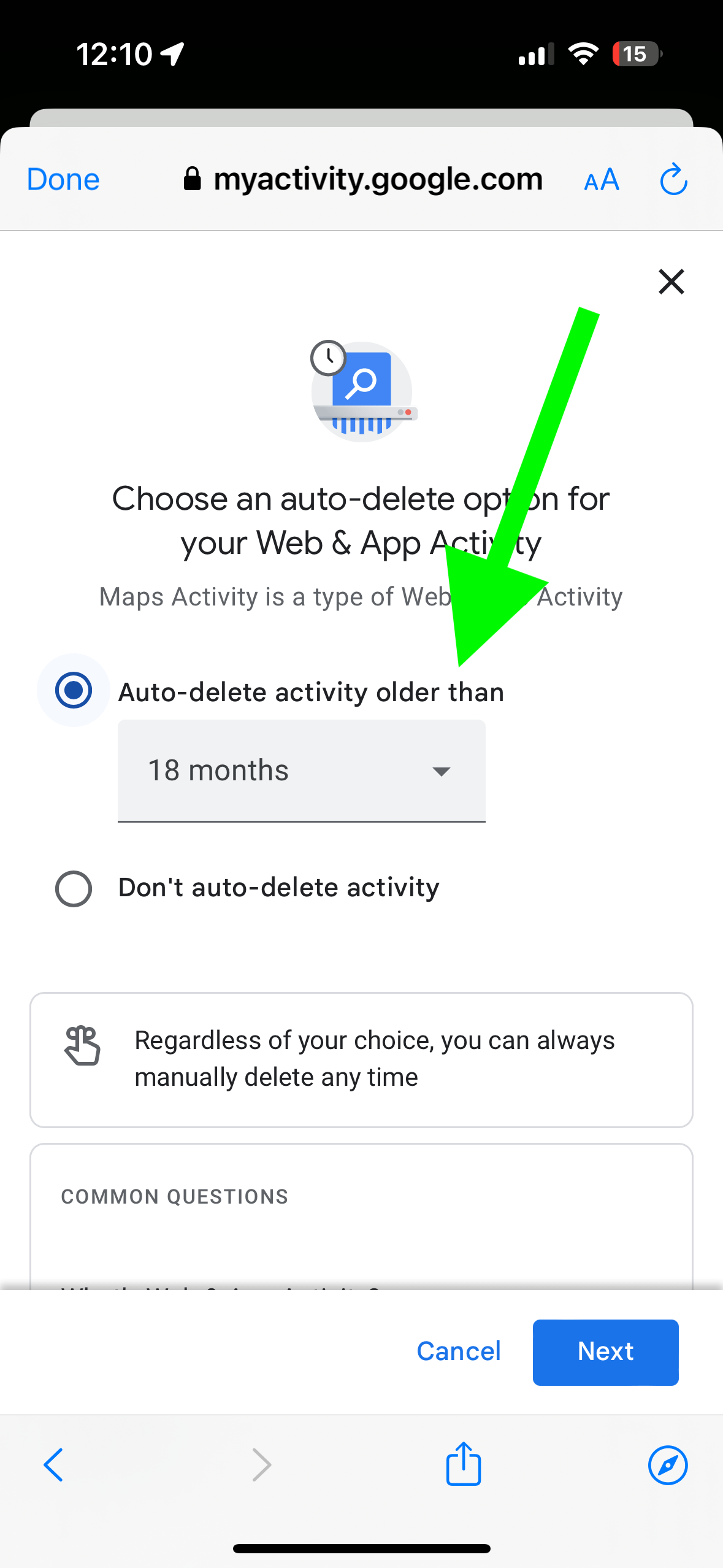 Auto-delete options