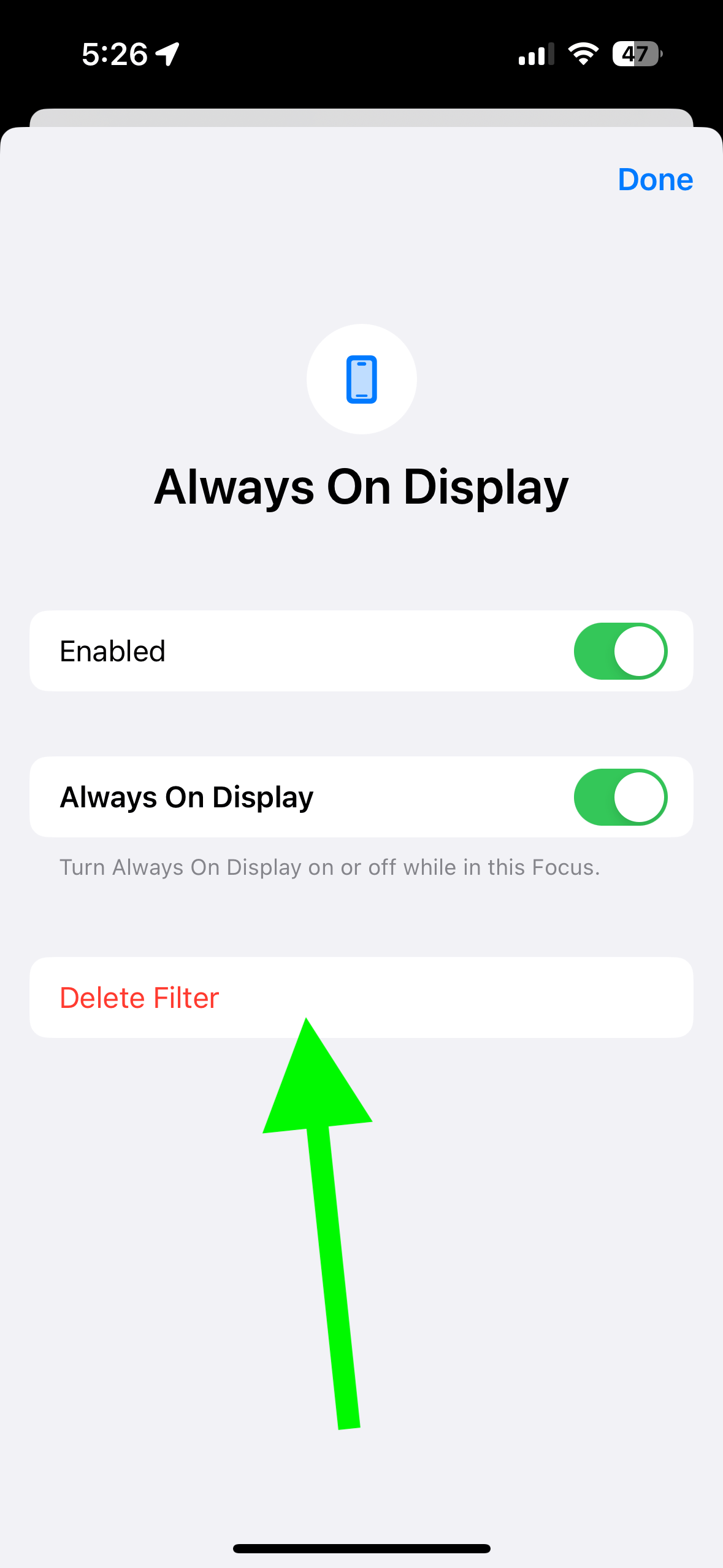 Delete Filter button