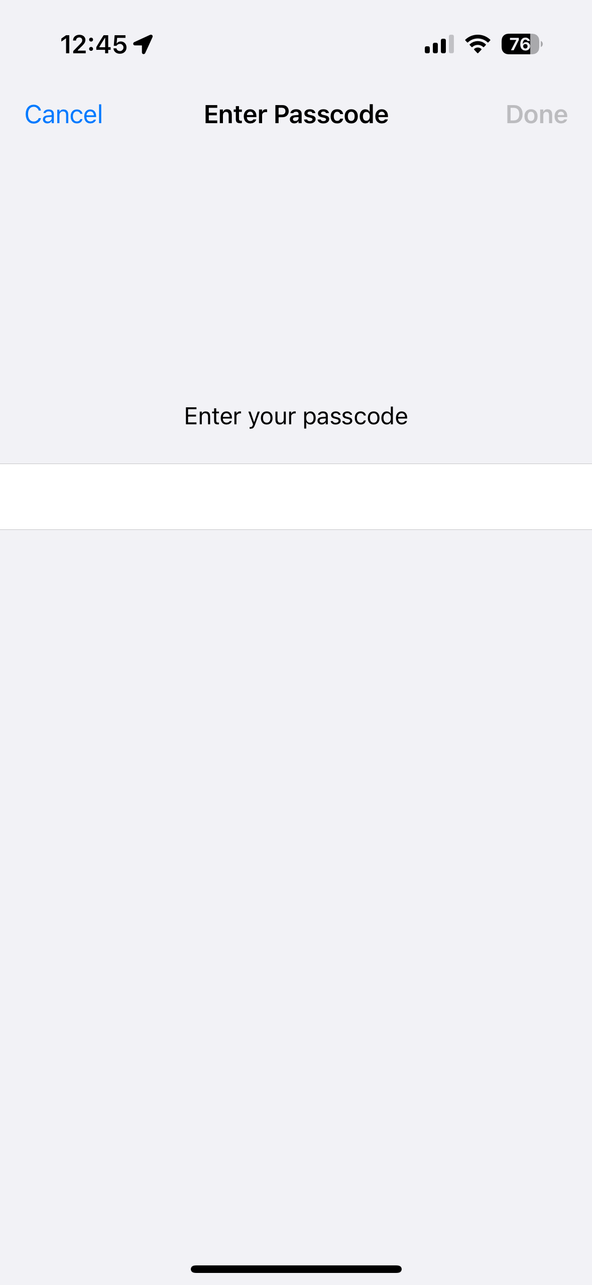 Enter your passcode screen on iPhone