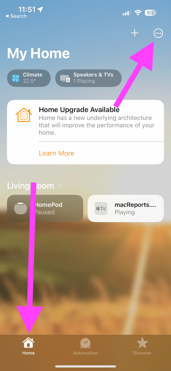 The Home App home screen