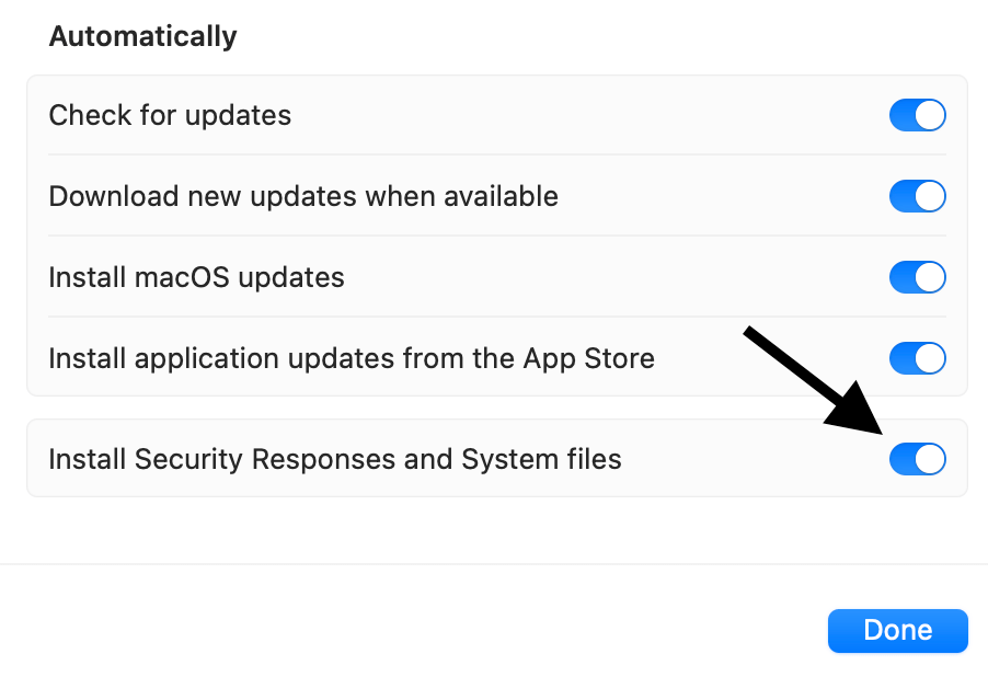 Install Security Responses and System files option on Mac