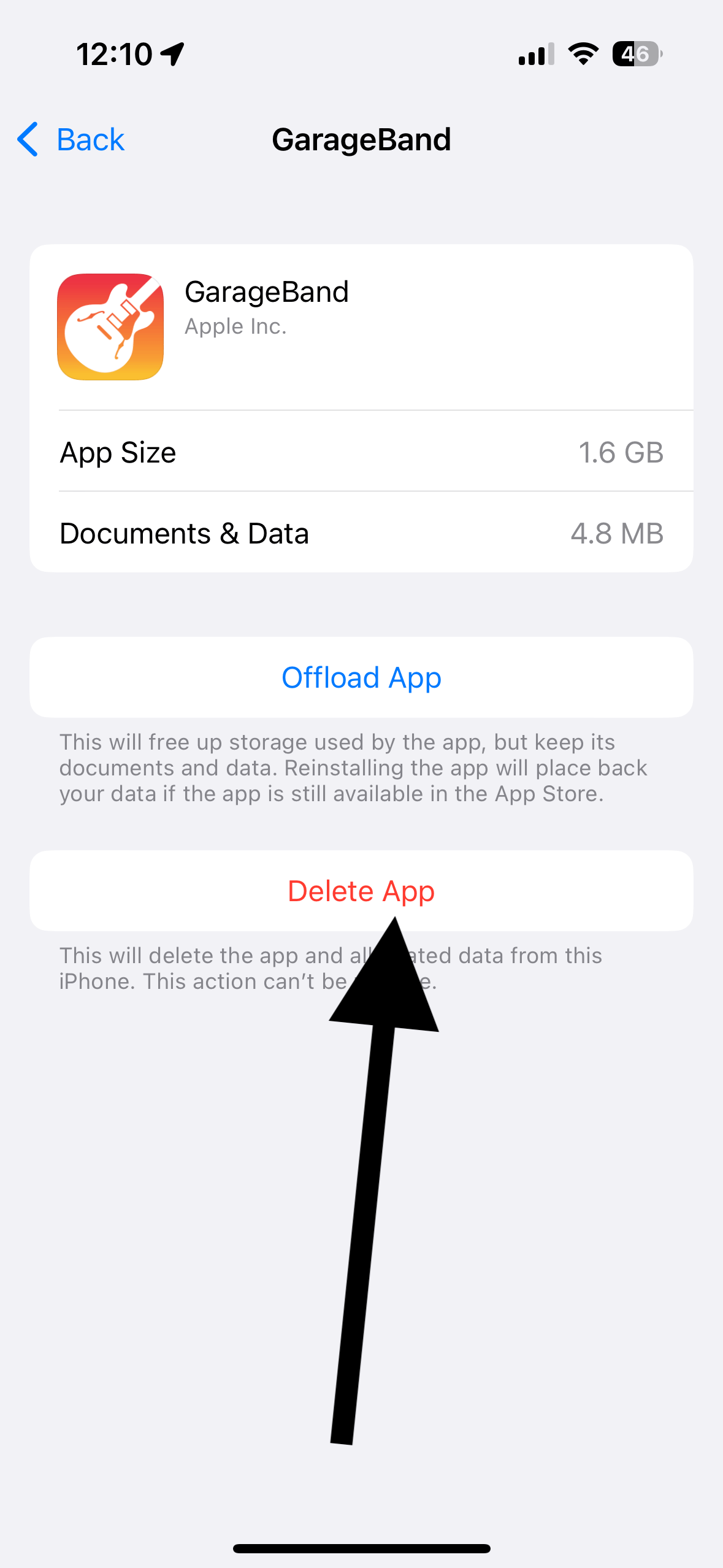 Delete App in Settings