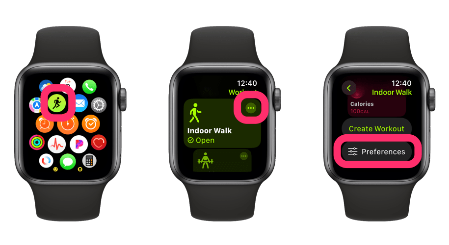 apple watch workouts preferences
