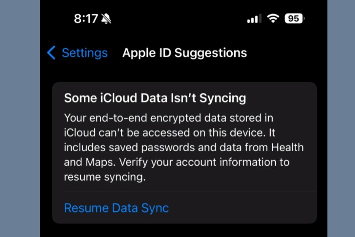 Some iCloud Data Isn’t Syncing Error