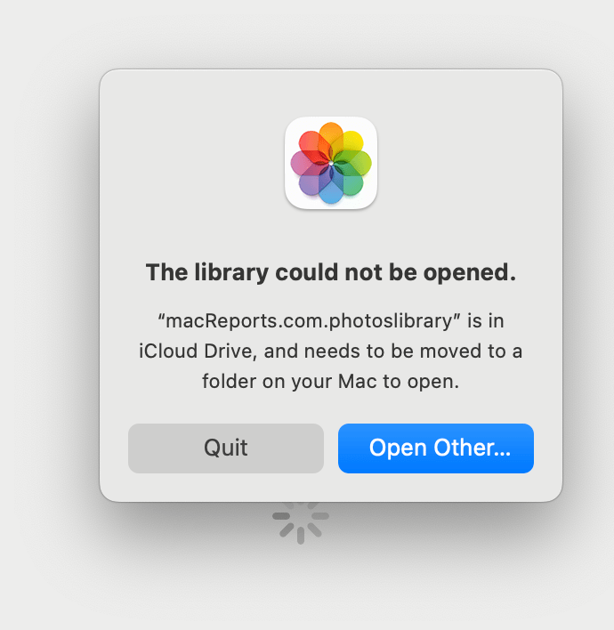 Library could not be opened error popup