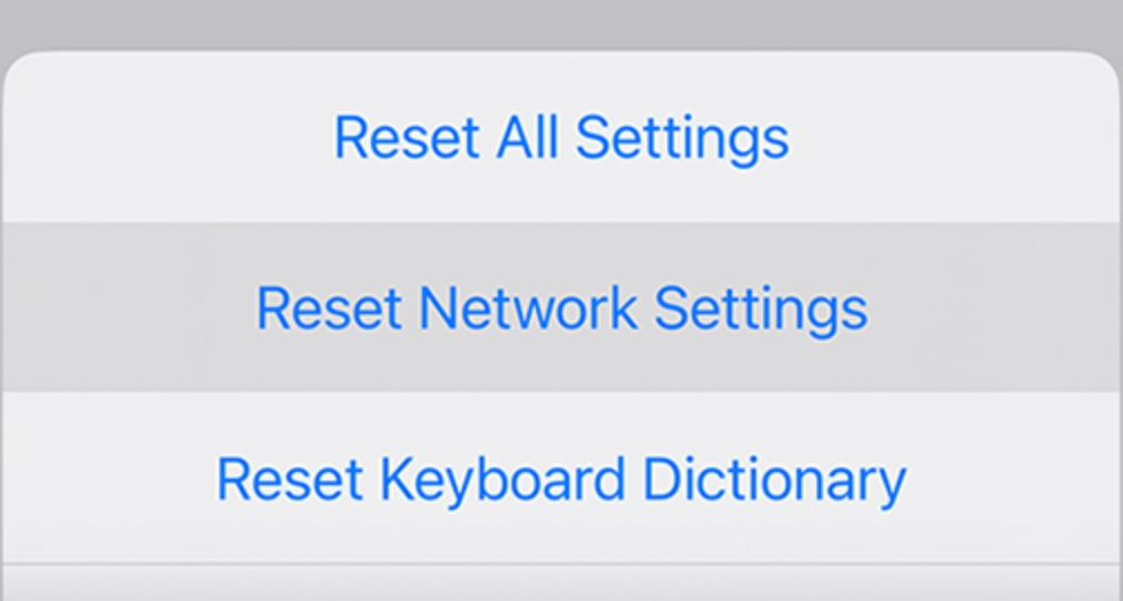 Reset Network Settings option
