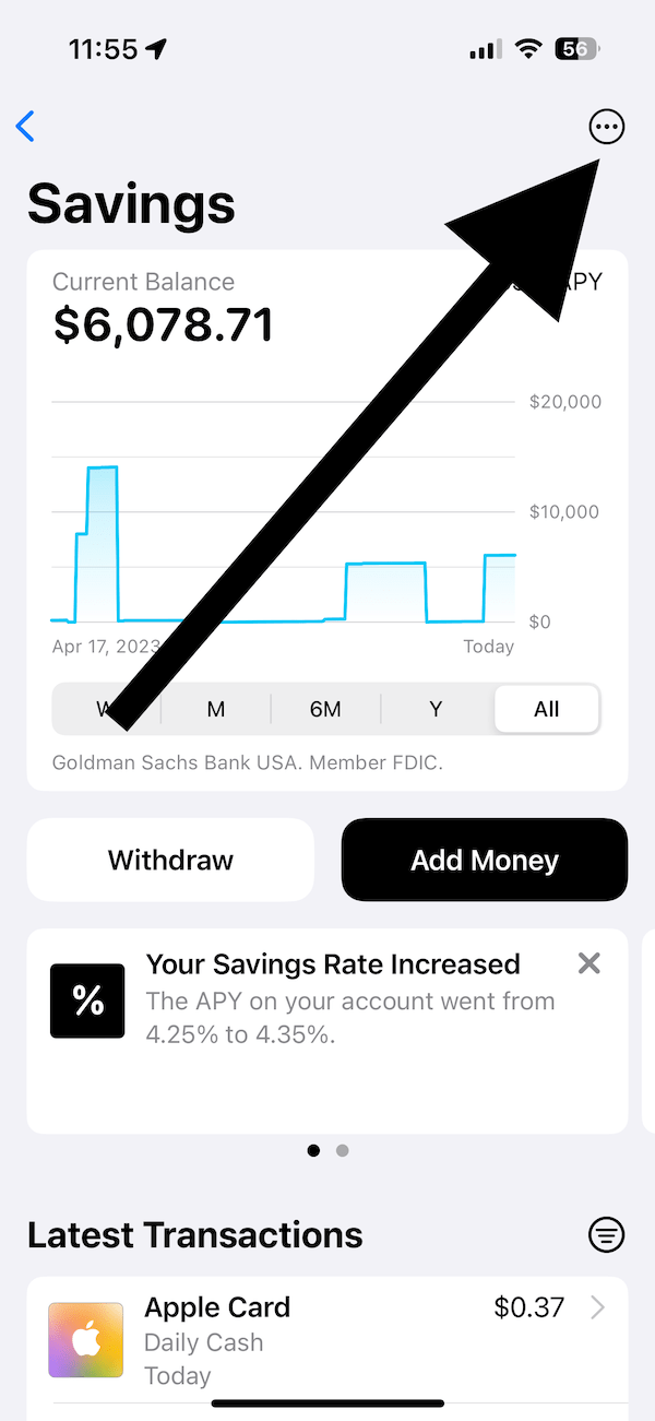 Apple Savings account screen