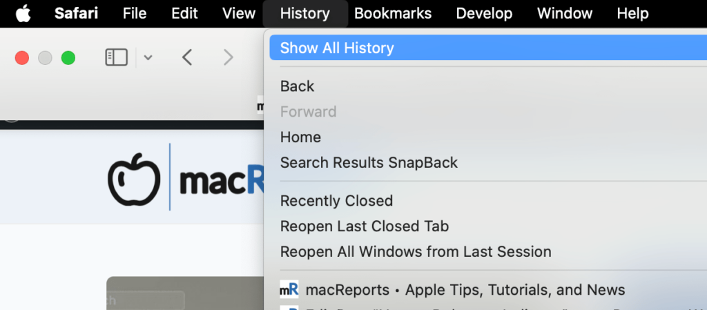 show all history in safari on Mac