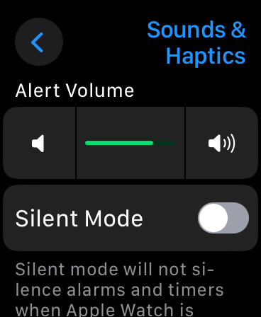 Sounds and Haptics volume slider settings