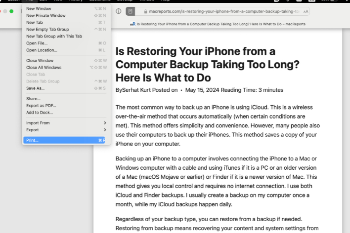 How to Print Webpages Without Ads from iPhone, iPad and Mac