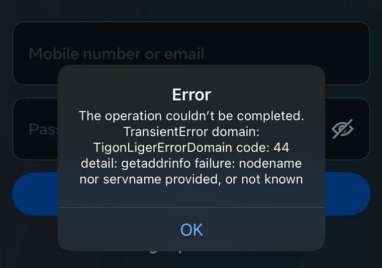 Facebook error