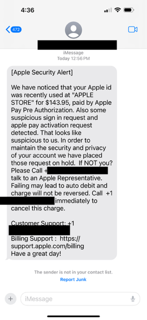 Scam message