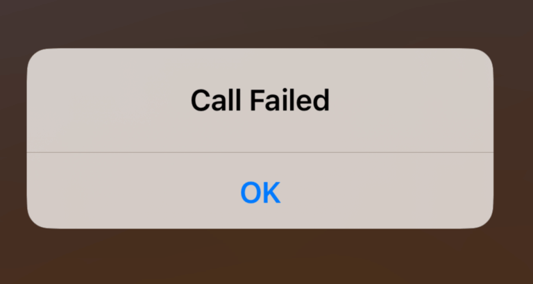 Call Failed error message