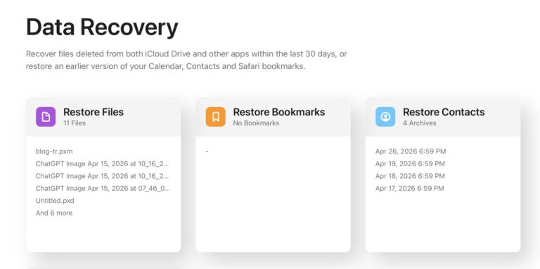 Date recovery screen